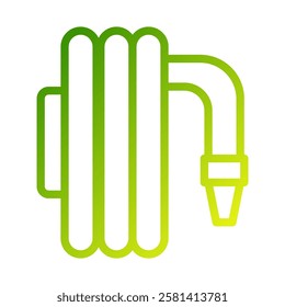 Green Gradient Fire Hose Icon Isolated Vector