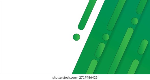 Grüner geometrischer Farbverlauf-Banner-Hintergrund mit diagonalen Linien, Vektorgrafik.