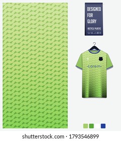 Green gradient geometry shape abstract background. Fabric textile pattern design for soccer jersey, football kit, racing, e-sport, sport uniform. T-shirt mockup template design. Vector Illustration.