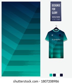 Green gradient geometry shape abstract background. Fabric textile pattern design for soccer jersey, football kit, racing, e-sport, sport uniform. T-shirt mockup template design. Vector Illustration.