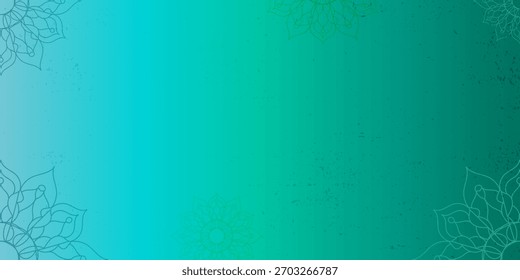 green gradient grunge background with an ornate linear mandala pattern at the corners
