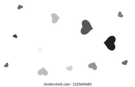 Green gradient heart confetti. Valentines, Womens, Mothers day background with falling hearts, petals. Greeting wedding card. February 14, love. White background.