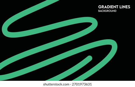 Green Gradient Line – Abstract Flowing Curve on Black Background