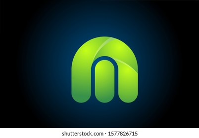 green gradient logo m alphabet letter design icon for company. Suitable as a business logotype 