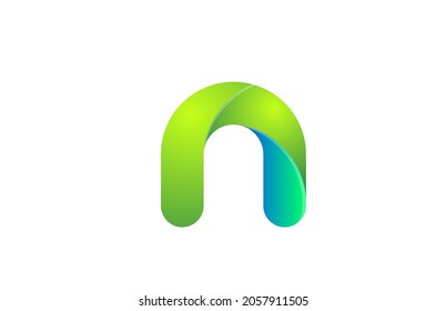 green gradient logo n alphabet letter design icon for company. Suitable as a business logotype 