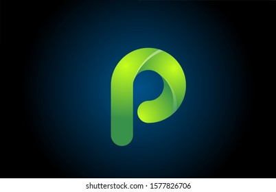 green gradient logo p alphabet letter design icon for company. Suitable as a business logotype 