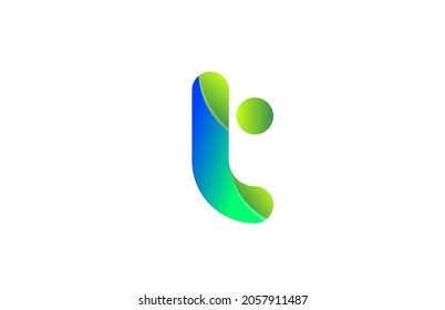 green gradient logo t alphabet letter design icon for company. Suitable as a business logotype 