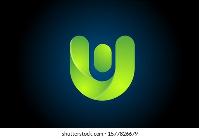 green gradient logo w alphabet letter design icon for company. Suitable as a business logotype 