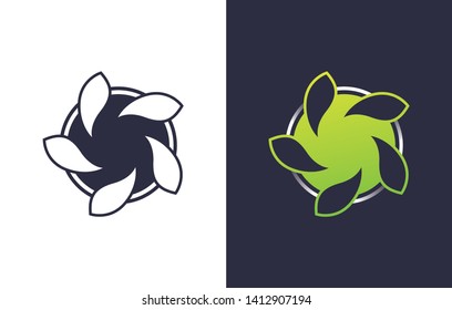 
green gradient logos, plants / ecology with variations, triangles and rounds