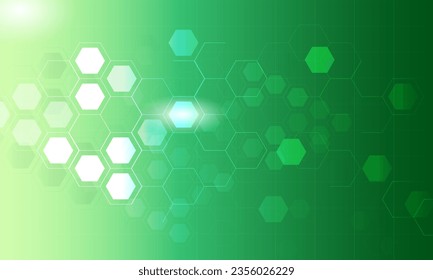 Green gradient medical background and healthcare technology. Design template of concept and idea for health care business, innovation medicine, health safety, science. Vector illustration