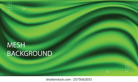 Green Gradient Mesh Background, Abstract Flowing Design with Dynamic Soft Texture