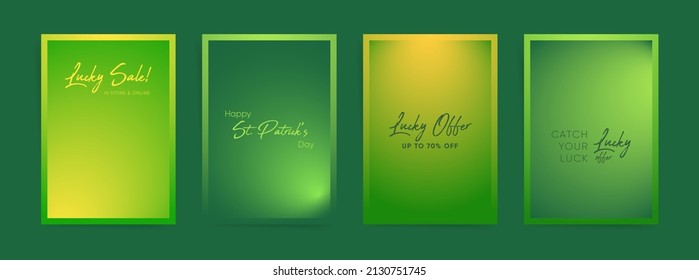 Green gradient modern poster design for Saint Patrick's Day. Vector Illustration set.