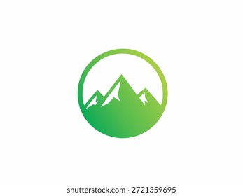 Picos de montanha gradiente verde com destaques brancos, evocando temas da natureza, conservação e exploração ao ar livre.