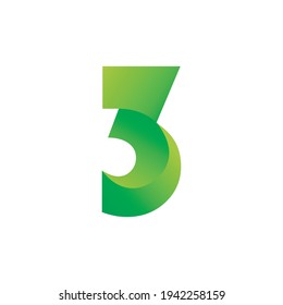 green gradient number 3 vector logo