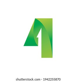 green gradient number 4 vector logo