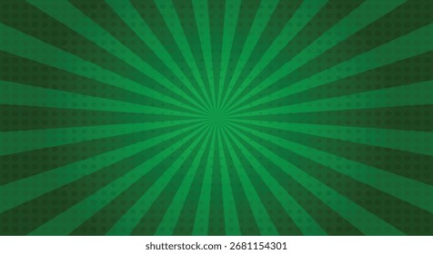 Fondo de arte pop degradado verde en estilo de dibujos animados cómicos con líneas y círculos.
