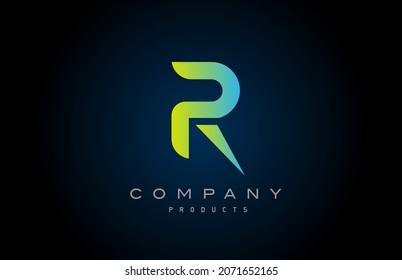 green gradient R alphabet letter logo icon. Creative design for company and business 