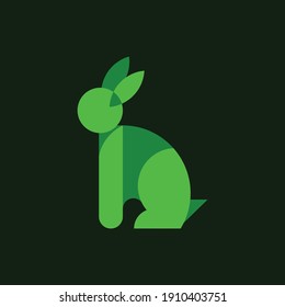 green gradient rabbit with color background