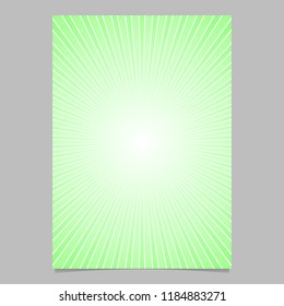Green gradient ray burst page template - vector brochure background graphic design with striped rays