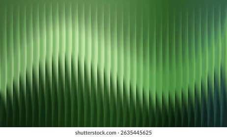 Green gradient ribbed glass background with wave texture. Vertical metal reed window pattern with 3D light lines and fluted plastic. Frosted industry plate with premium polycarbonate.