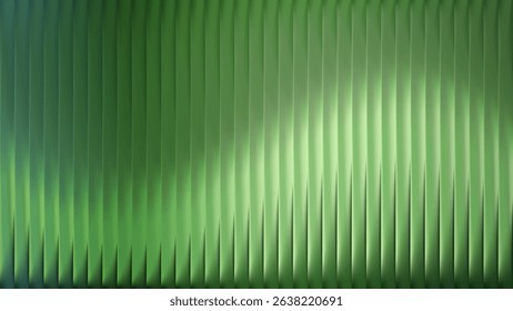 Green gradient ribbed glass background with wave texture. Vertical metal reed window pattern with 3D light lines and fluted plastic. Frosted industry plate with premium polycarbonate.