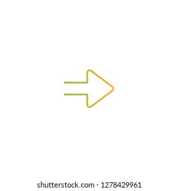 green gradient right arrow. Line simple icon isolated on white. Continue, enter, log in icon.  Next sign. East arrow.