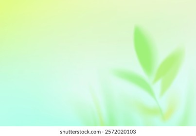 Green gradient spring background. Abstract gradation green and yellow color backdrop, spring or summer blur leaves in pastel sky. Soft gradient mesh illustration