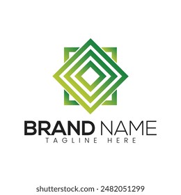 Green Gradient Square Logo Design Modern Minimalist Branding