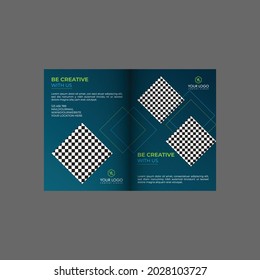 Green gradient square Vector annual report Leaflet bi fold Brochure Flyer template design, book cover layout design, abstract business presentation template, a4 size design background space for shape