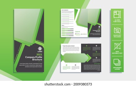 Green gradient Trifold Brochure template business theme multi page layout brochure Premium Vector
