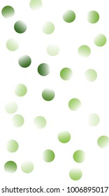Green Gradient Vector Background. Green and herbaceous circles on white vertical background. Vector green round confetti splash isolated on white background. Spring background. For covers, website.