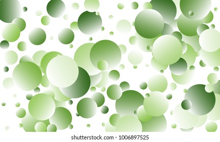 Green Gradient Vector Background. Green and herbaceous circles on white horizontal background. Vector green round confetti splash isolated on white background. Spring background. For covers, website.