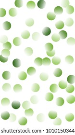 Green Gradient Vector Background. Green and herbaceous circles on white vertical background. Vector green round confetti splash isolated on white background. Spring background. For covers, website.