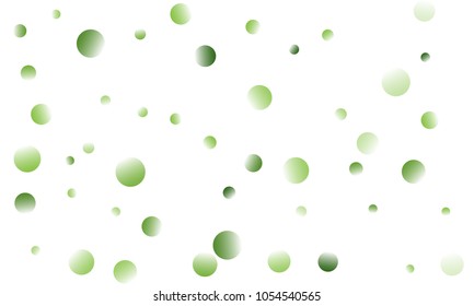Green Gradient Vector Background. Green and herbaceous circles on white horizontal background. Vector green round confetti splash isolated on white background. Spring background. For covers, website.