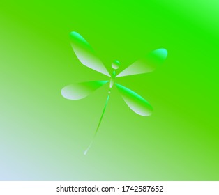  green gradient vector illustration with simple dragonfly symbol in the middle one can use for web and print and also in textile.