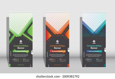 Green gradient Vertical roll up or stand banner xbanner template business theme layout brochure Premium Vector
