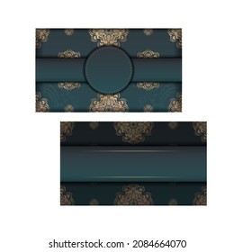 Green gradient vintage gold pattern brochure is ready to print.
