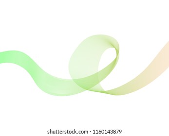 Green gradient wave. Abstract and transparent wavy ribbon for your design.