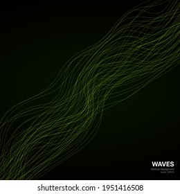 Green Gradient Waves abstract background. Vector illustration