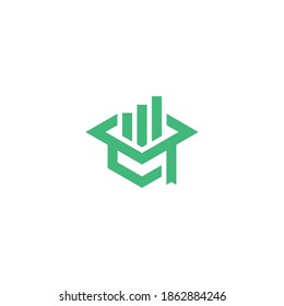 Green Graduate Cap With Finance Bar Chart Logo Vector