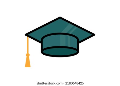 green graduation cap isolated vector element, the symbol of school, education concept
