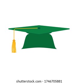 Green Graduation Cap Vector, Graduation Hat And Gown, College Commencement Hat Icon Illustration Background.