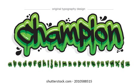 green graffiti dripping artistic font typography