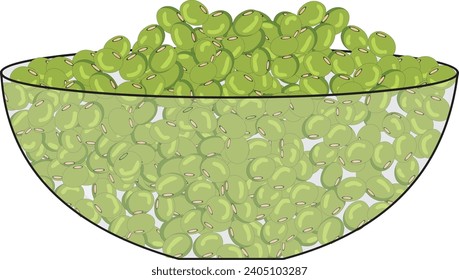 Green grams placed in a bowl vector illustration