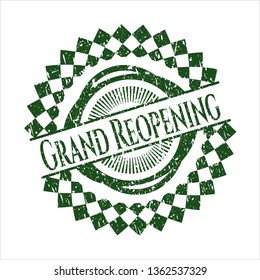 Green Grand Reopening distress grunge style stamp