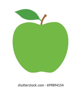 Green granny Smith apple fruit with leaf flat vector icon for food apps and websites