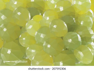 Green grape background. Low-poly triangular style illustration