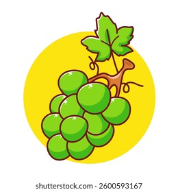 Green Grape cartoon vector illustration. Fruit icon concept design. Isolated white background.