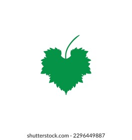 Vector de silueta verde de hoja de uva sobre fondo blanco