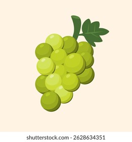 Vetor de uva verde. Ilustração de frutas tropicais. Elemento de verão
